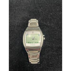 Fossil Stainless Steel Women's Quartz Watch Green Dial Bracelet Untested